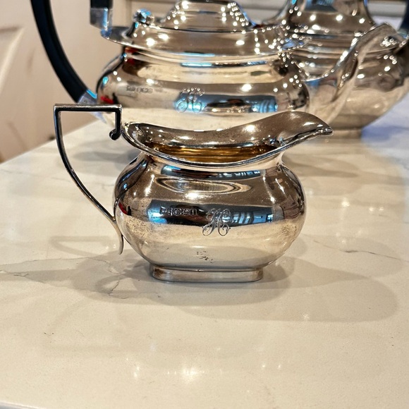 COPY - Solid sterling Silver English Tea Set with Black Handles - Picture 15 of 16